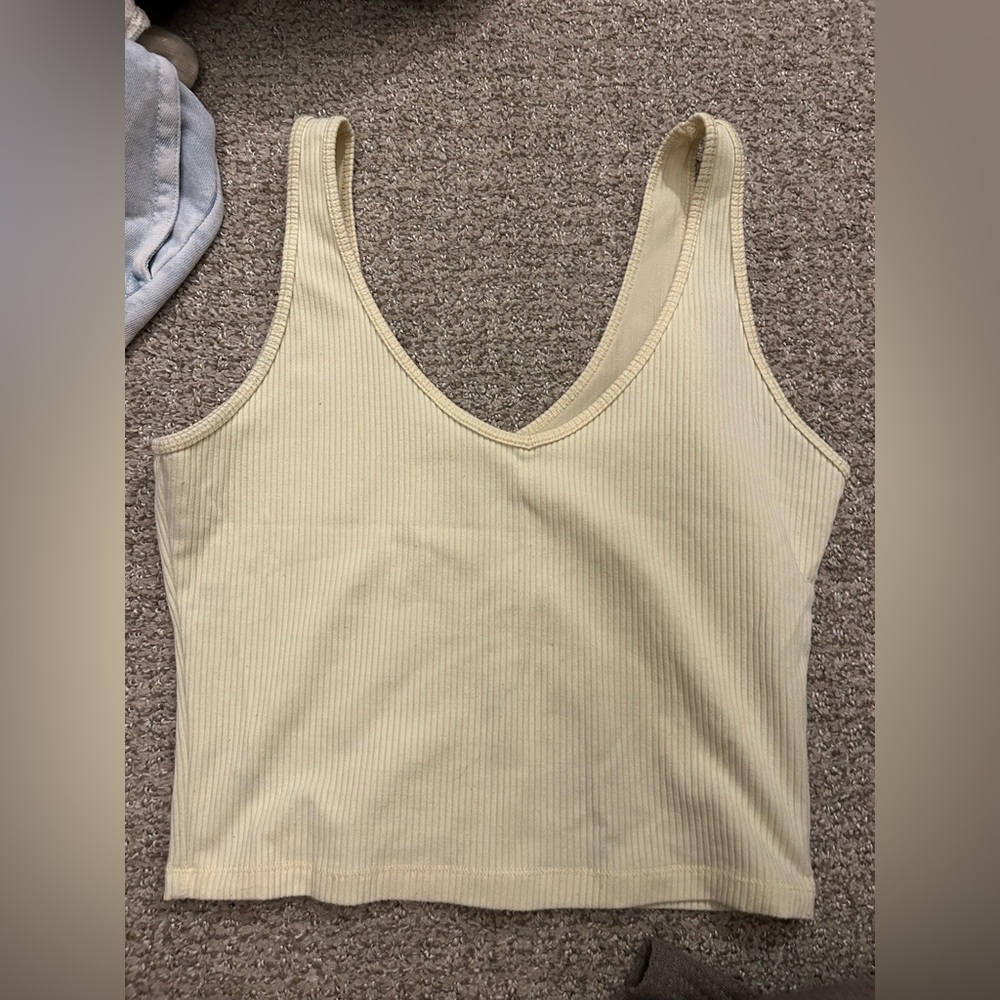 Hollister Cream Ribbed Tank Top